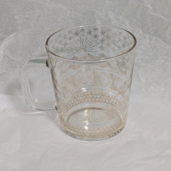 Limited Edition 2017 Starbucks Golden Sea Clear Glass Mug 14oz - Picture 1 of 6